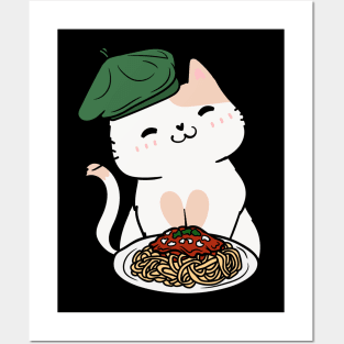 Cat eating Spaghetti - Persian Posters and Art